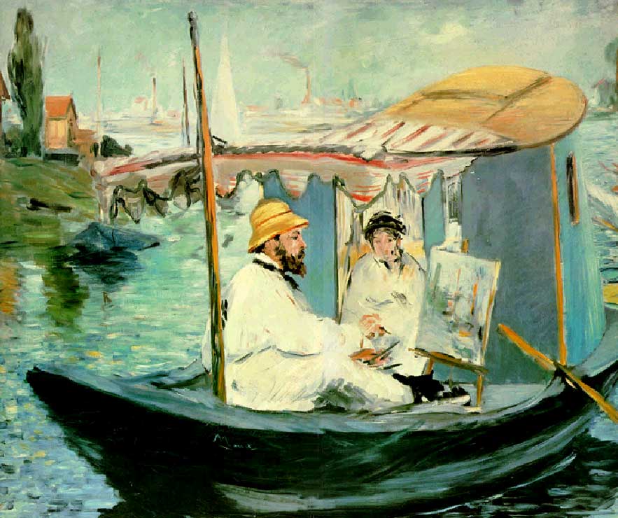 Клод Моне в лодке-студии, 1874г. 