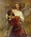 Иаков, борющийся с ангелом. 1660. Берлин, картинная галерея.