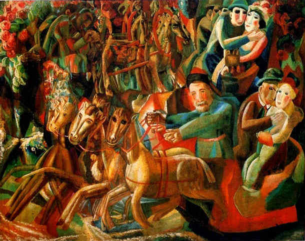 Масленица, 1913-1914<br>Масло на холсте. Русский музей<br>The Shrovetide<br>Oil on canvas. The Russian Museum<br>79x99 cm 