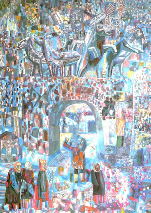 Ворота Нарвы(в Ленинграде), 1929<br>Масло на бумаге. Русский музей<br>The Narva Gates (In Leningrad)<br>Oil on paper. The Russian Museum<br>88x62 cm 