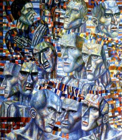 Одинадцать голов, 1938<br>Масло на холсте. Русский музей<br>Eleven Heads<br>Oil on canvas. The Russian Museum<br>82x72 cm 