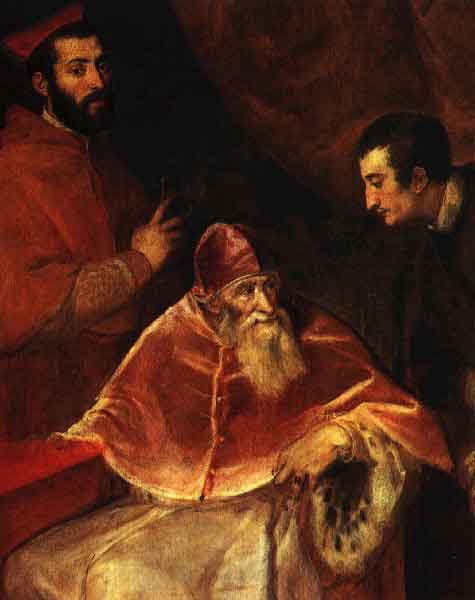 Папа Павел III Фарнезе с племянником, фрагмент (1545) 
