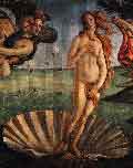 Ботичелли.  'Рождение Венеры', деталь (ок. 1485)