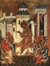Христос в храме Иерусалимском (Беседа Христа с книжниками; Преполовение). Конец XV - начало XVI в. 