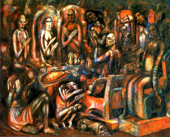Пир королей, 1913<br>Масло на холсте. Русский музей<br>The Banquet of Kings<br>Oil on canvas. The Russian Museum<br>175x215 cm 