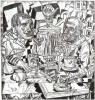 Хозяева, 1913<br>Акварель, тушь, карандаш на бумаге<br>The Yard-Keepers<br>Watercolor, Indian ink, brush, graphite pencil on paper. The Russian Museum<br>16.1x16 cm